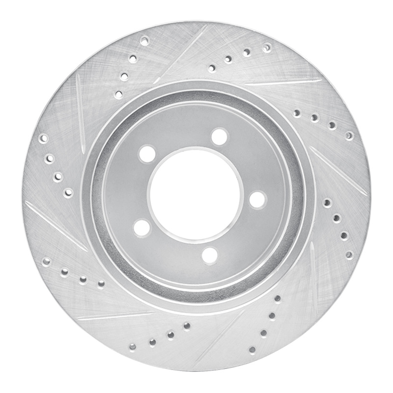Ford Explorer Sport Trac Brake Rotor (1) - Front Right - R1 Concepts - Drilled & Slotted - Silver - `06-`10